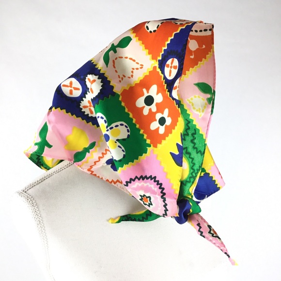 Accessories - True vintage women’s 70s head scarf. Bright floral